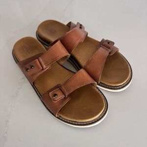 Keen Lana Slide Sandals‎ Womens 9.5 Tan Brown Leather Comfort Cushion Outdoors